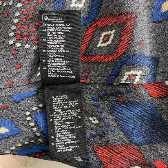 & Other‎ Stories Dress Faux Wrap Midi Maxi Geometric Print Black Blue Red Size 4 - Picture 12 of 12